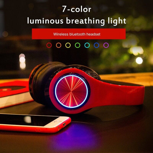 Workaway Tech | Super Bass Wireless Bluetooth Headphones with LED Lights (Foldable)