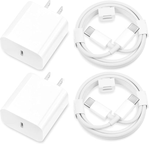 iPhone Fast Charger 2-Pack Kit | Type-C Wall Adapter + 6FT Cable | Travel & Home