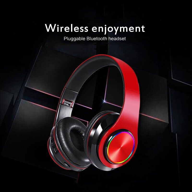 Workaway Tech | Super Bass Wireless Bluetooth Headphones with LED Lights (Foldable)