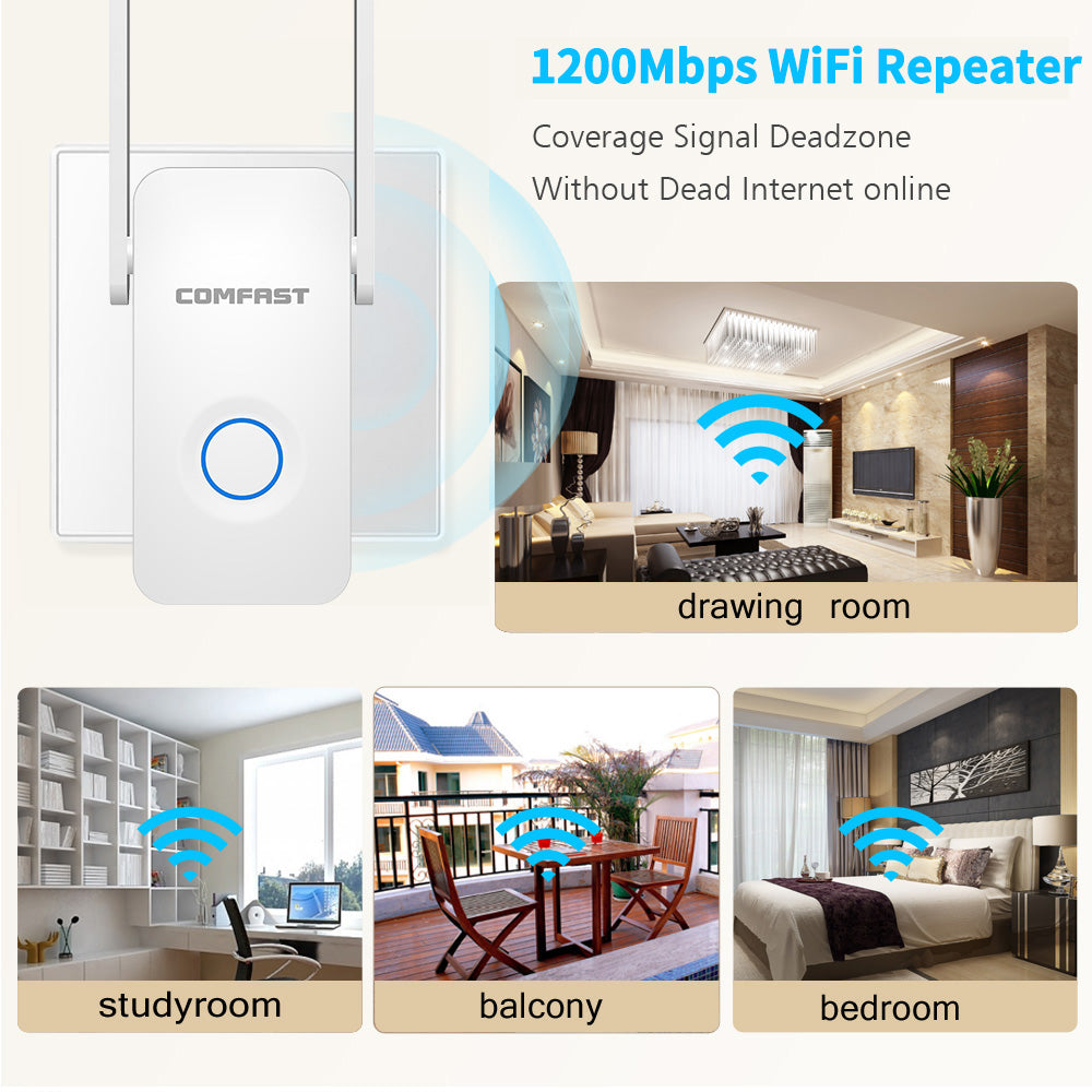 WorkAway Tech | Portable WiFi Range Extender - 1200Mbps Wireless Signal Booster with Dual Antennas
