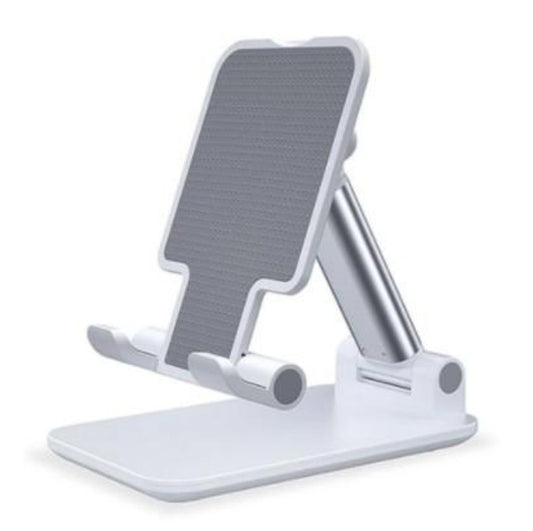 White universal foldable stand holding an iPad