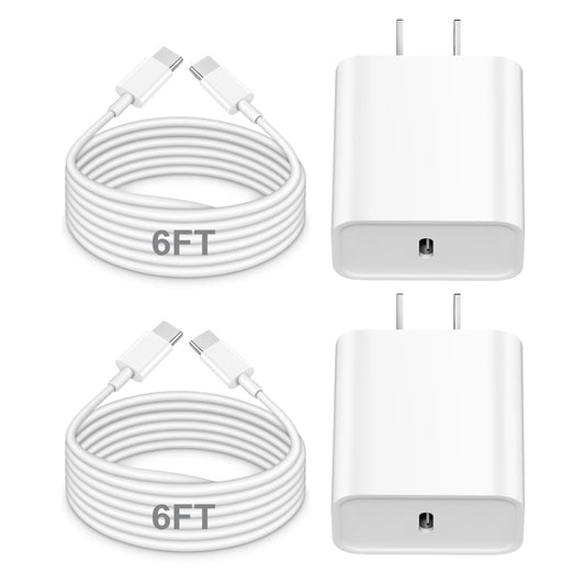iPhone Fast Charger 2-Pack Kit with Type-C Wall Adapter and Cable