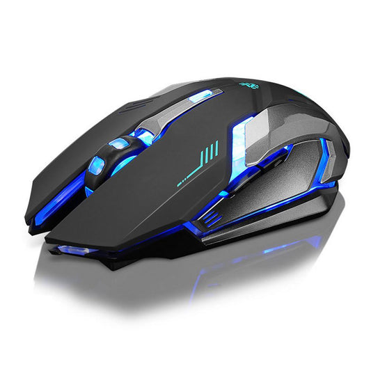 Ninja Dragon Stealth wireless mouse with RGB LED lighting”, “Silent-click mouse shown from the side for ergonomic design