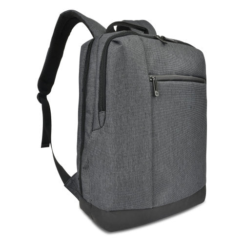 The UV sterilizing tech backpack opened, showing the internal UV light, laptop compartment, and organizational pockets.