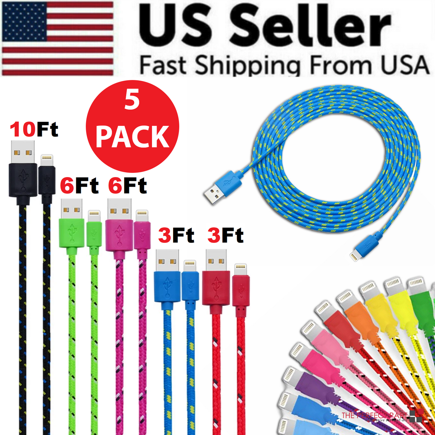 Workaway Tech 5-pack of nylon braided Apple Lightning charging cables